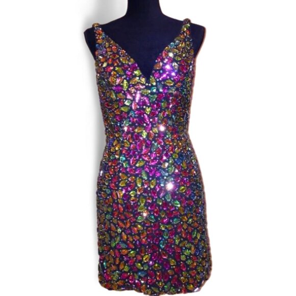 Luxury Couture Designer Crystals Beaded Runway Glamorous Cocktail Party Dress NW - Picture 8 of 12